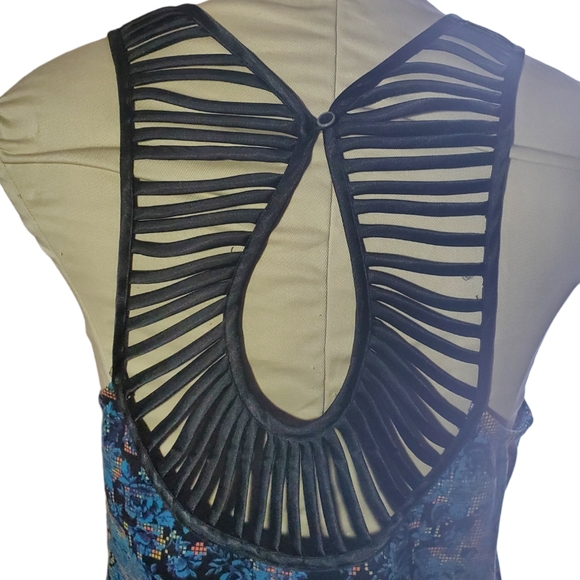 Free People Tapestry Digital Damsel Mini Dress Neon Glow Size L - Picture 5 of 9